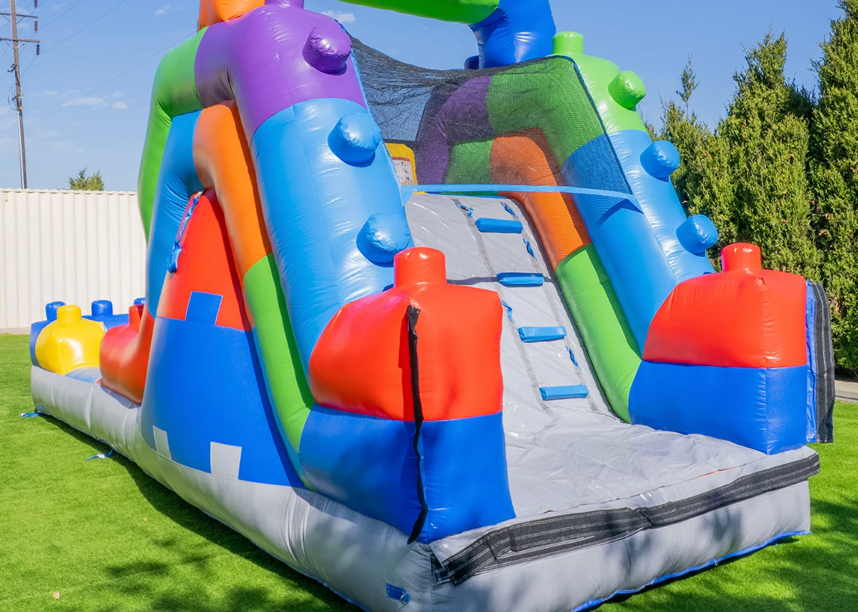 Block-style water slide with splash pool rental birthday party MD