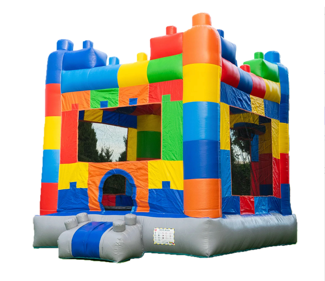 Block-style castle inflatable rental outdoor birthday party MD
