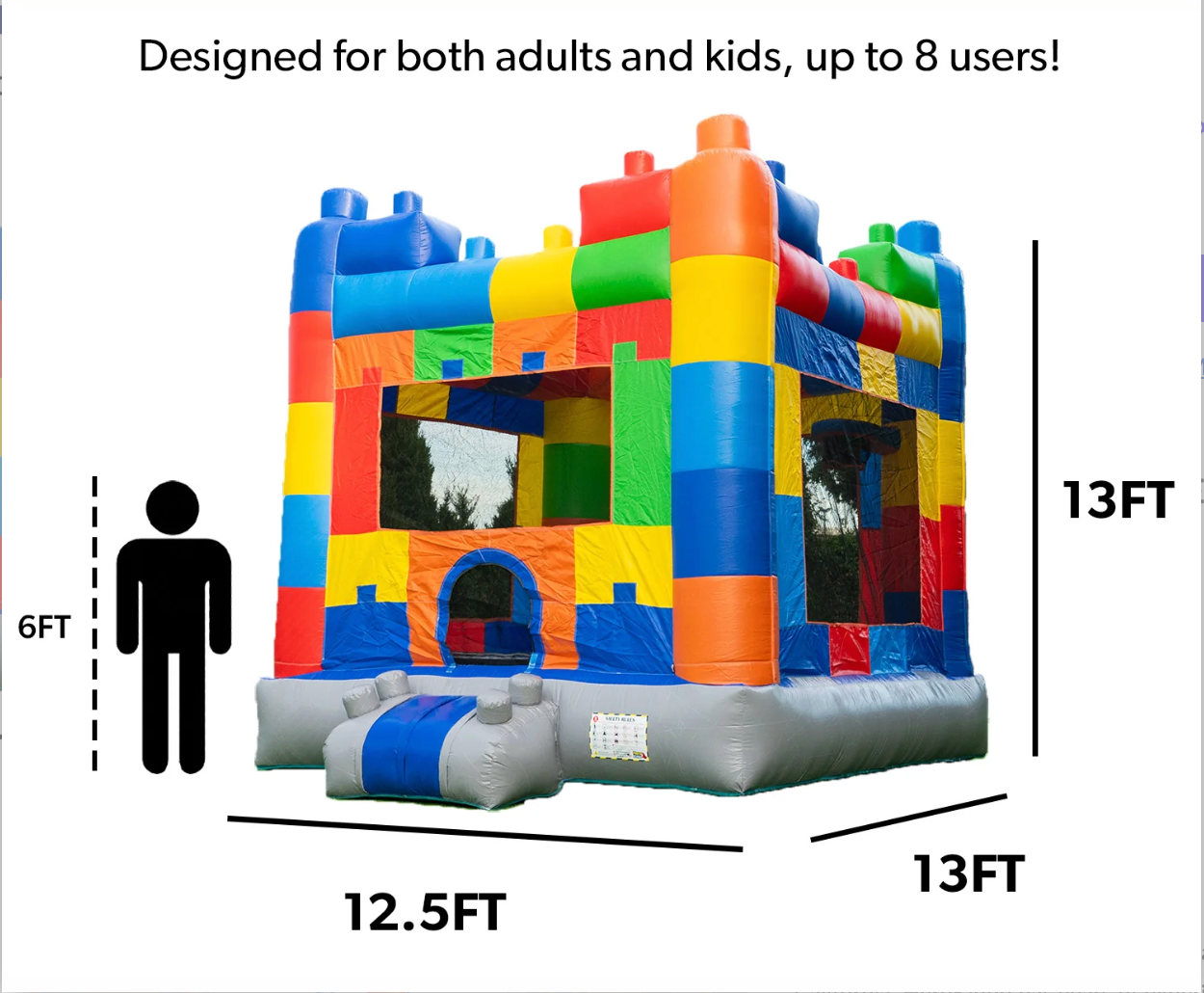 Block Party Castle bounce house with basketball hoop party rental